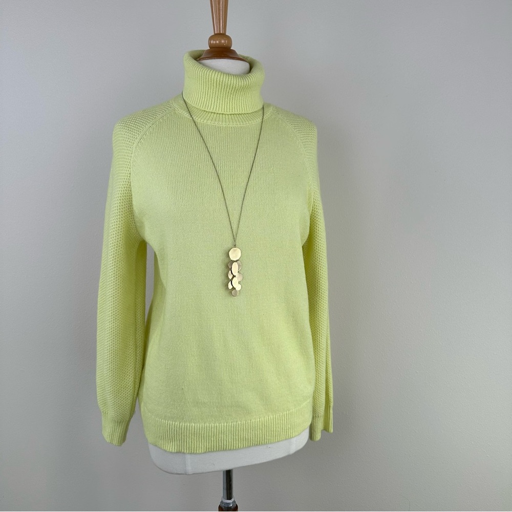 LOFT Turtleneck Sweater Chartreuse Green/Yellow Sz L